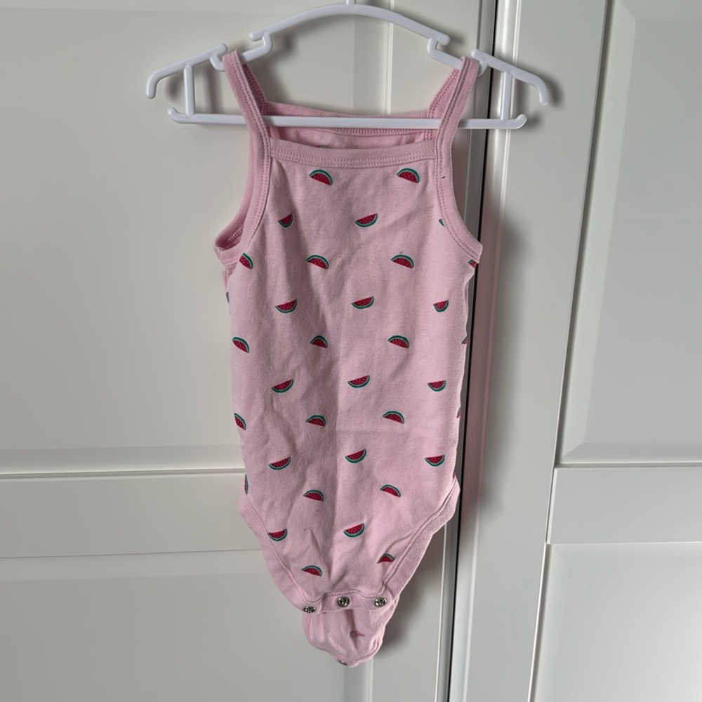 Old Navy Pink Watermelon Tank Top Onesie 18-24M